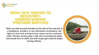 From Tow Trucks to Recovery Understanding Wrecker Services