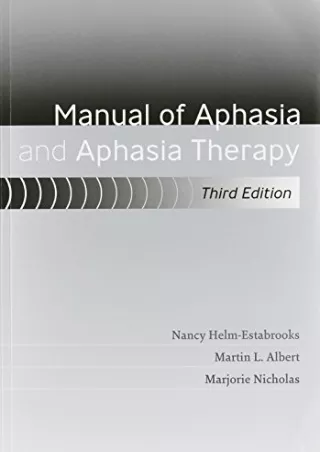 [PDF] DOWNLOAD Manual of Aphasia and Aphasia Therapy