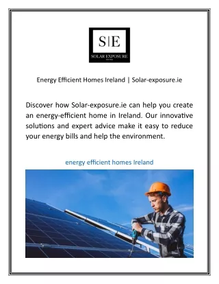 Energy Efficient Homes Ireland  Solar-exposure.ie