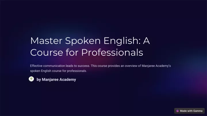 master spoken english a course for professionals