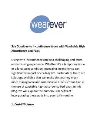 Say Goodbye to Incontinence Woes with Washable High Absorbency Bed Pads