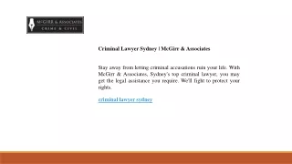 Criminal Lawyer Sydney  McGirr & Associates