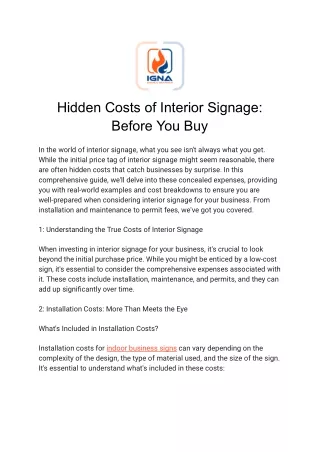 Hidden Costs of Interior Signage: Before You Buy