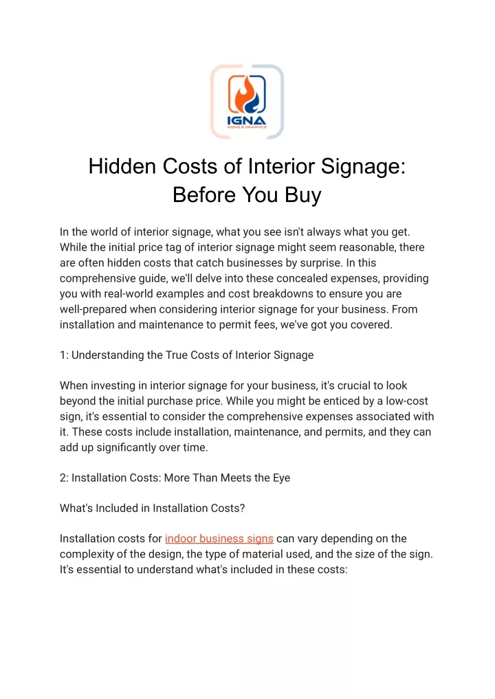 hidden costs of interior signage before you buy