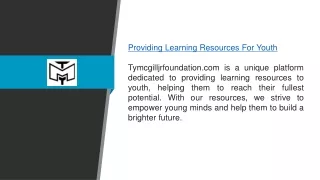 Providing Learning Resources For Youth Tymcgilljrfoundation.com