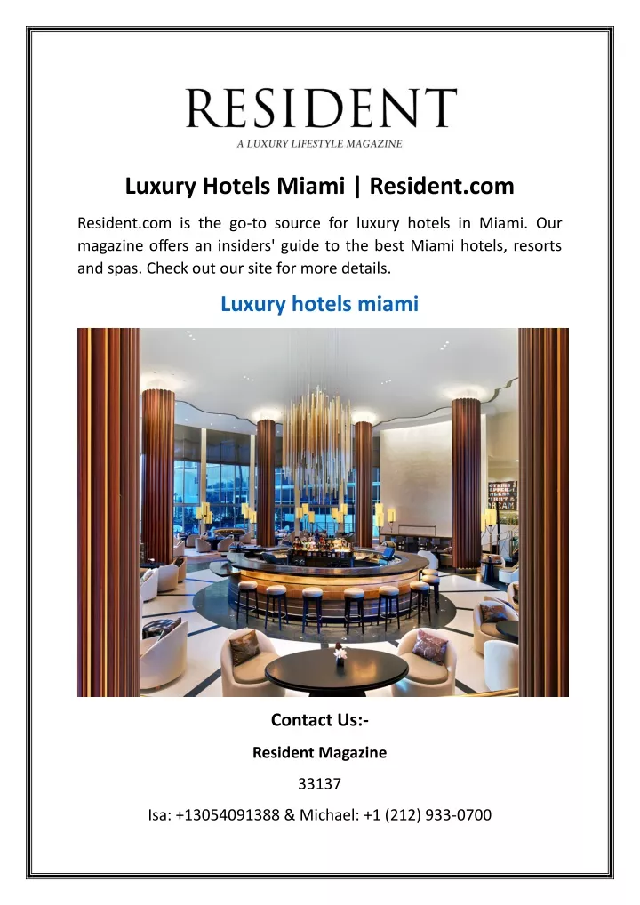 luxury hotels miami resident com