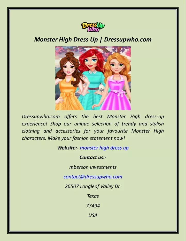 monster high dress up dressupwho com