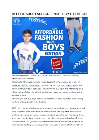 Buy Kid's Clothing Online in India from 13ikc - Stylish & Affordable Choices