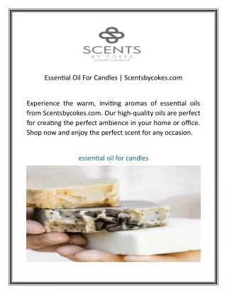 Essential Oil For Candles  Scentsbycokes
