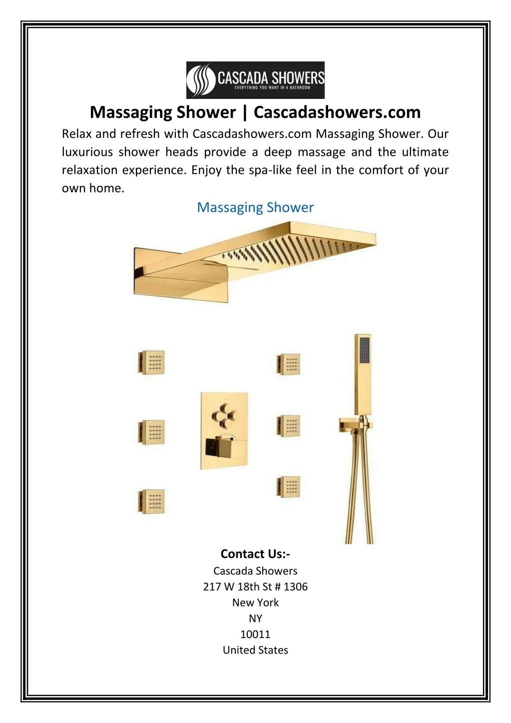 PPT - Massaging Shower | Cascadashowers.com PowerPoint Presentation ...