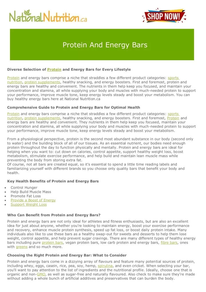 protein and energy bars