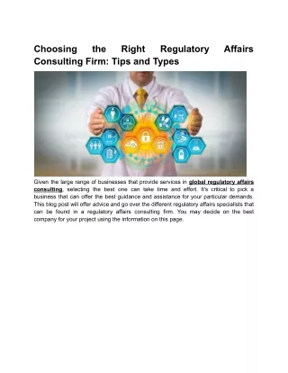 Choosing the Right Regulatory Affairs Consulting Firm_ Tips and Types.docx