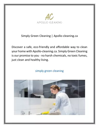 Simply Green Cleaning  Apollo-cleaning.ca