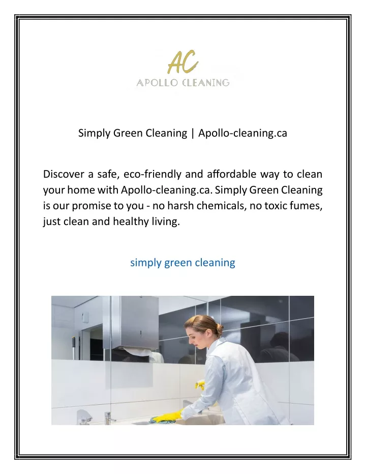 simply green cleaning apollo cleaning ca