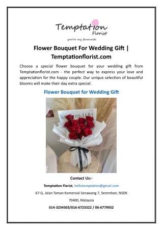 Flower Bouquet For Wedding Gift | Temptationflorist.com