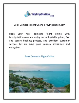 Book Domestic Flight Online Mytripstation