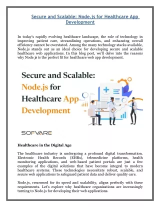Secure and Scalable - Node.js for Healthcare App Development