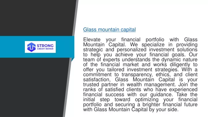 glass mountain capital elevate your financial