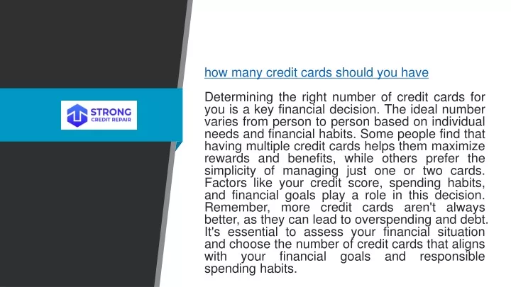 how many credit cards should you have determining