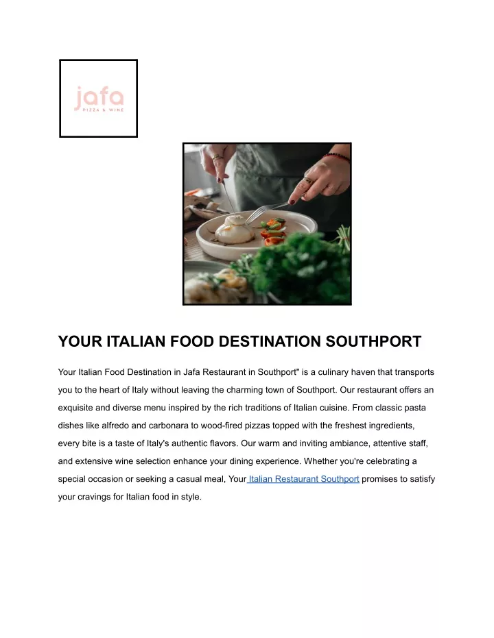 your italian food destination southport