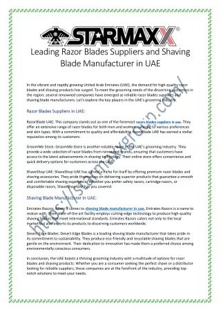 Where to Find Reliable Razor Blades Suppliers in the UAE?
