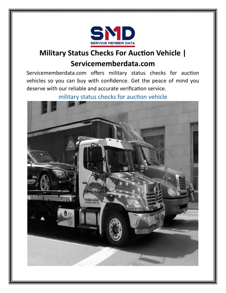 military status checks for auction vehicle