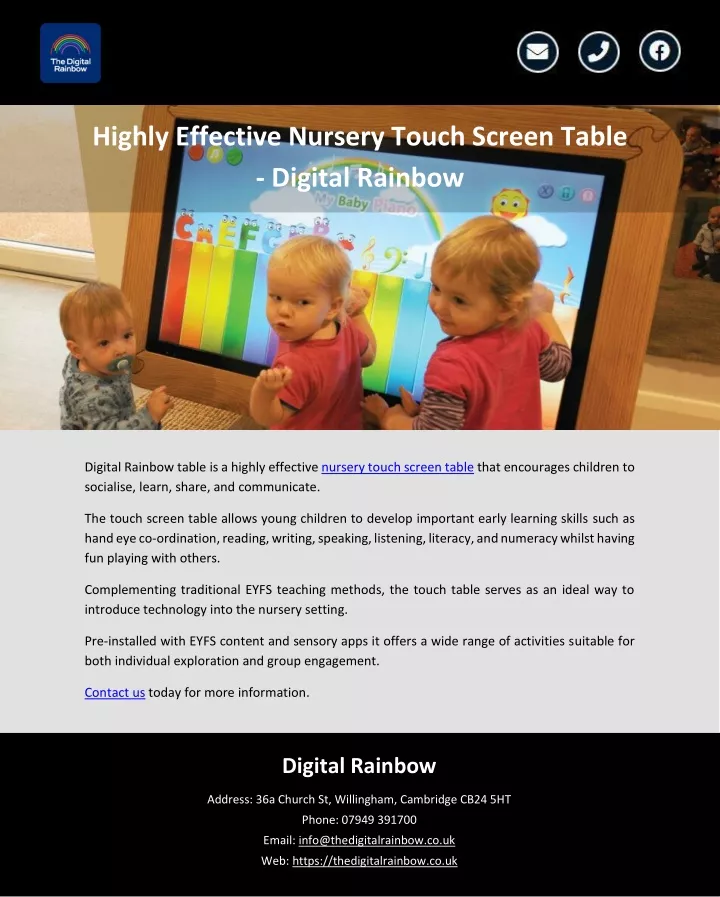 highly effective nursery touch screen table
