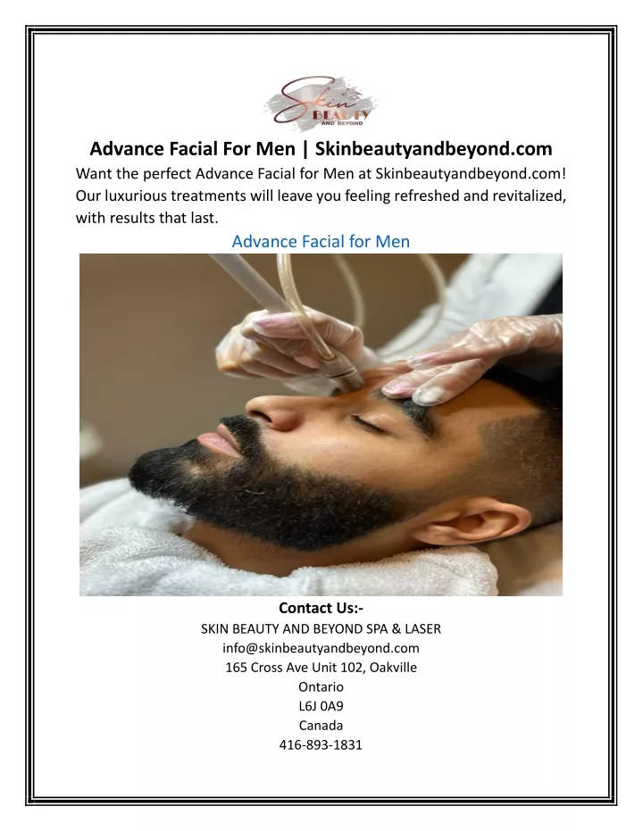 advance facial for men skinbeautyandbeyond