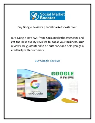 Buy Google Reviews  Socialmarketbooster