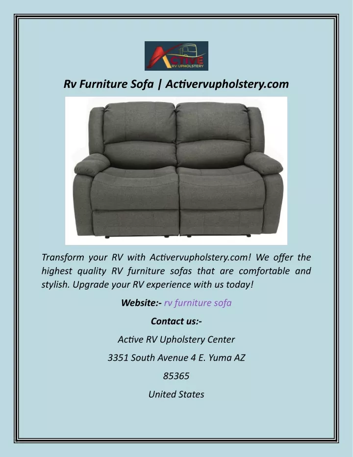 rv furniture sofa activervupholstery com