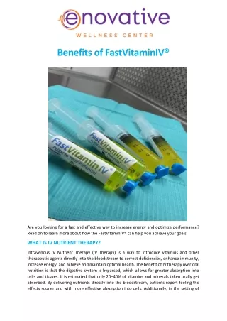 Benefits of FastVitaminIV®