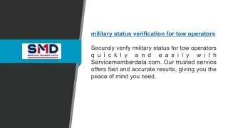 Military Status Verification For Tow Operators Servicememberdata.com