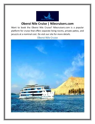 Oberoi Nile Cruise | Nilecruisers.com