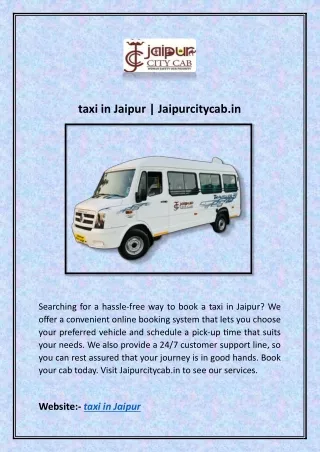 taxi in Jaipur | Jaipurcitycab.in