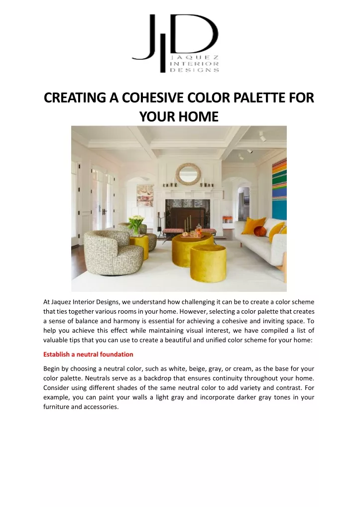 creating a cohesive color palette for your home