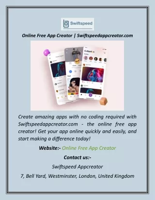 Online Free App Creator  Swiftspeedappcreator
