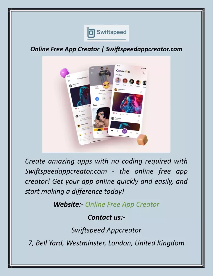 online free app creator swiftspeedappcreator com