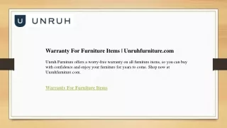 Warranty For Furniture Items  Unruhfurniture.com