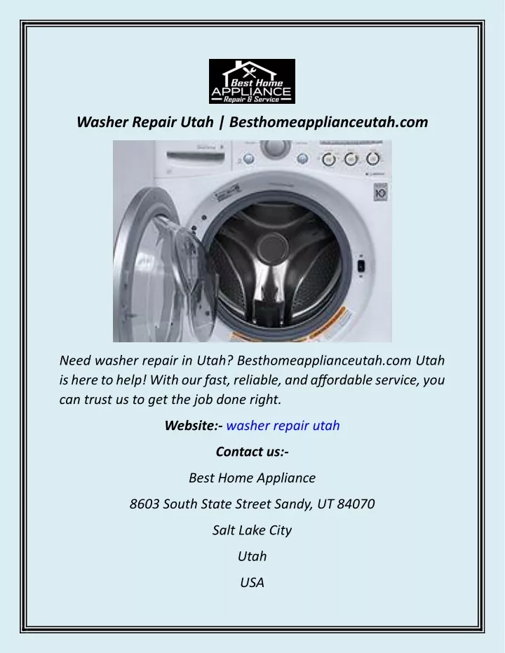 washer repair utah besthomeapplianceutah com