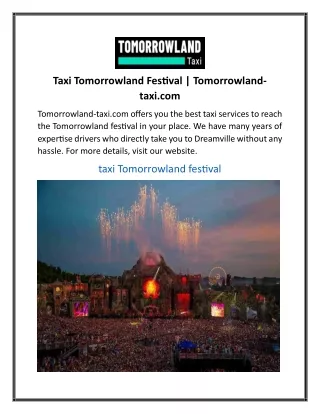 Taxi Tomorrowland Festival