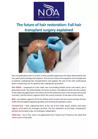 The future of hair restoration Full hair transplant surgery explained