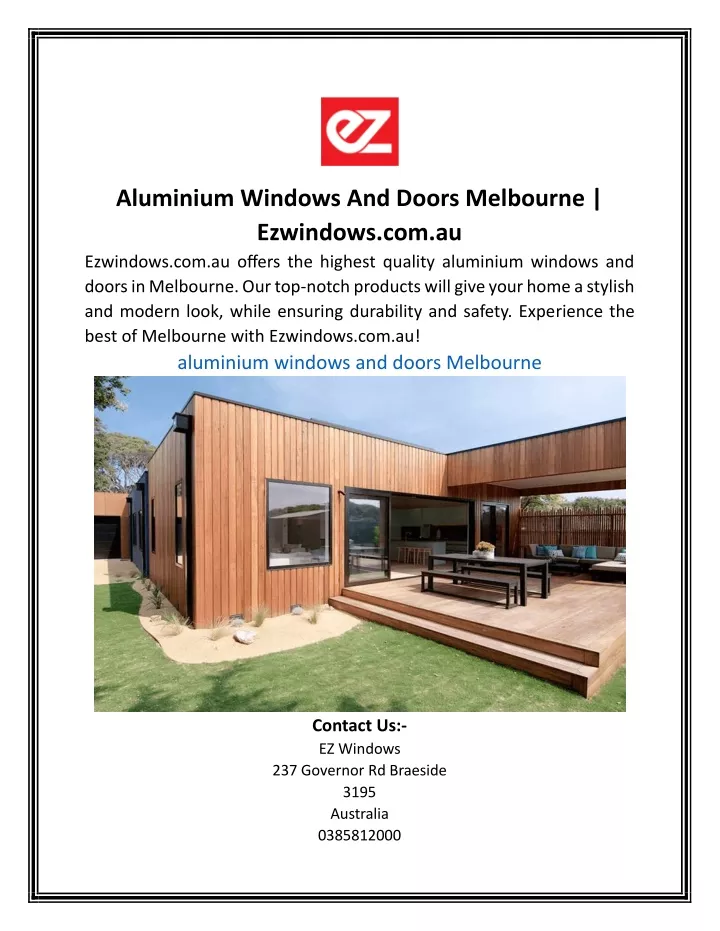 aluminium windows and doors melbourne ezwindows