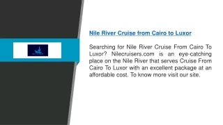 Nile River Cruise From Cairo To Luxor Nilecruisers.com