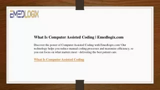 What Is Computer Assisted Coding  Emedlogix.com