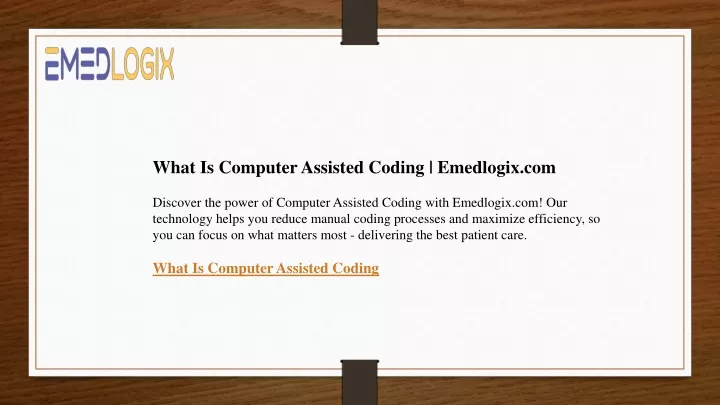 what is computer assisted coding emedlogix