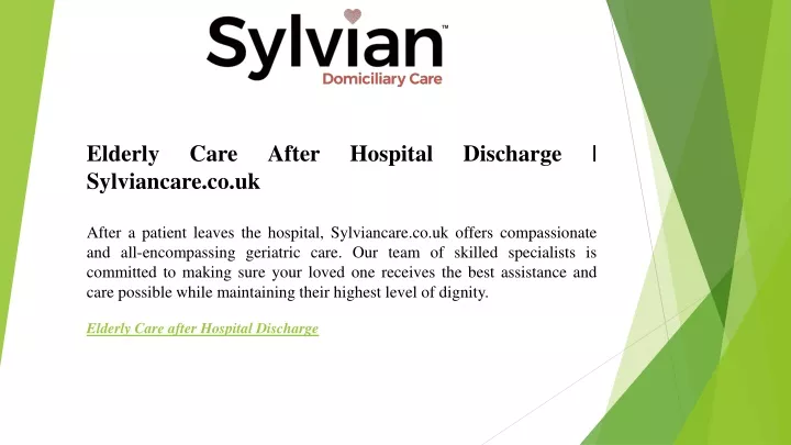 elderly care after hospital discharge sylviancare