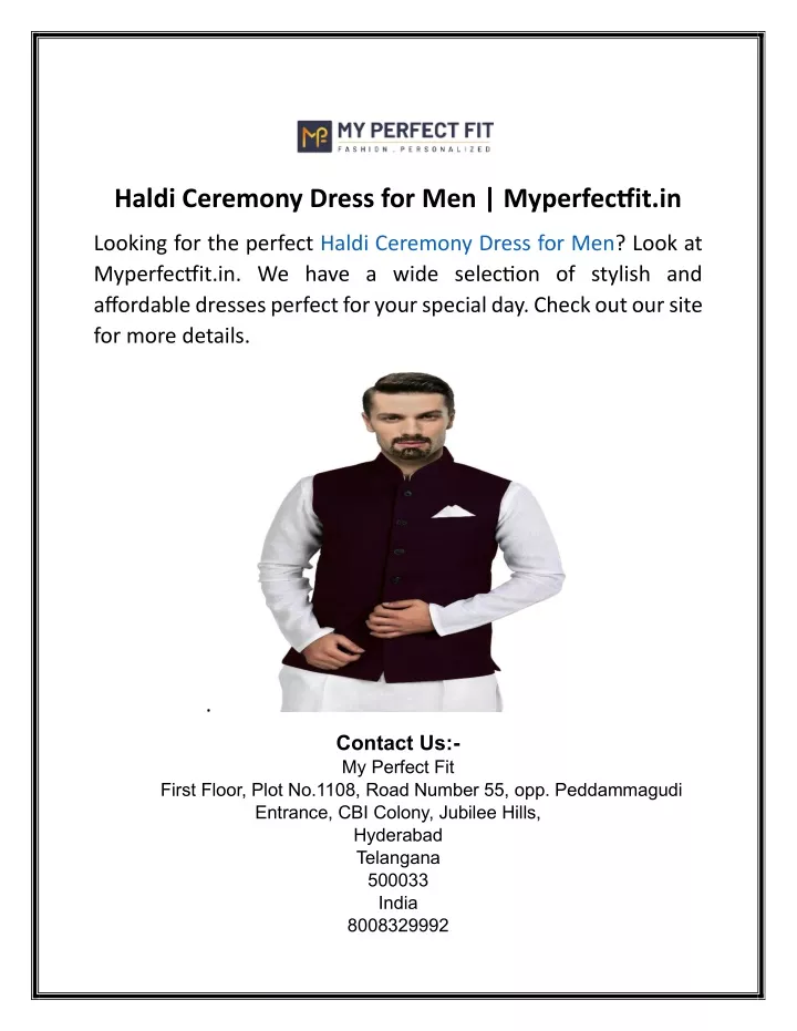 haldi ceremony dress for men myperfectfit in