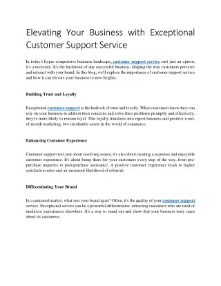 Customer Support services