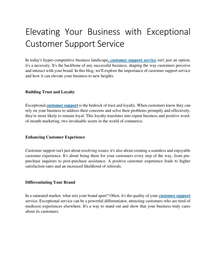 elevating your business with exceptional customer