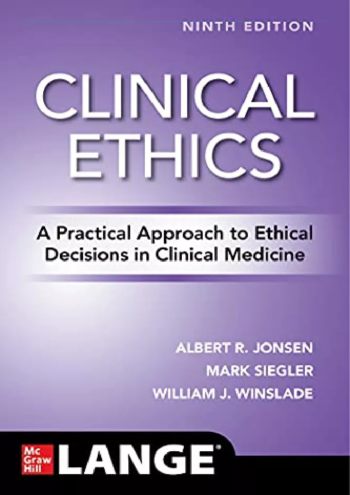 clinical ethics a practical approach to ethical